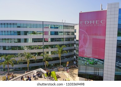 NICE, FRANCE -21 APR 2018- View Of The Campus Of The EDHEC Business School On The Promenade Des Anglais In Nice, France.