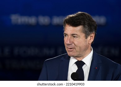 Nice, France - 29-09-2022: Christian Estrosi Mayor Of Nice Is Seen During A Speech At Transition Forum Ecological Meeting In Nice