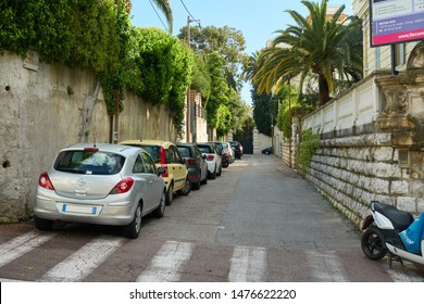 Nice, France - April 04, 2019: Street Of Jean Jacques Rousseau