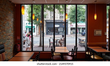 NICE, FRANCE - AUGUST 15, 2015: Interior Shot Of Subway Fast Food Restaurant In Nice.