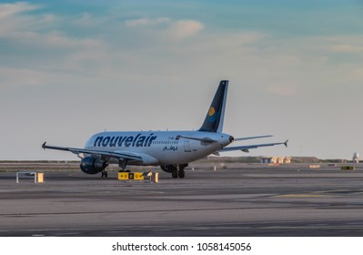 Nice / France - MAR 28 2018: Nouvelair Taxiing For Take Off