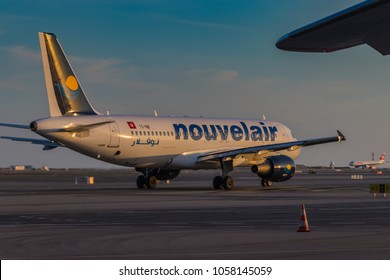 Nice / France - MAR 28 2018: Nouvelair Taxiing For Take Off