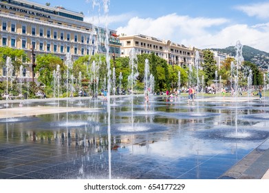 Nice, France - May 19, 2016 - Water Games On Promenade Du Paillon
