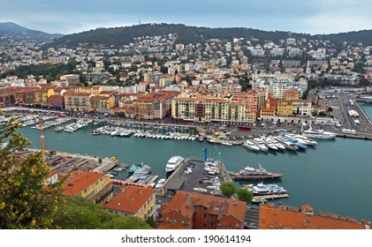 NICE, FRANCE - MAY 5: Aerial view of the Port de Nice on May 5, 2013 in Nice, France. Port de Nice was started in 1745. 