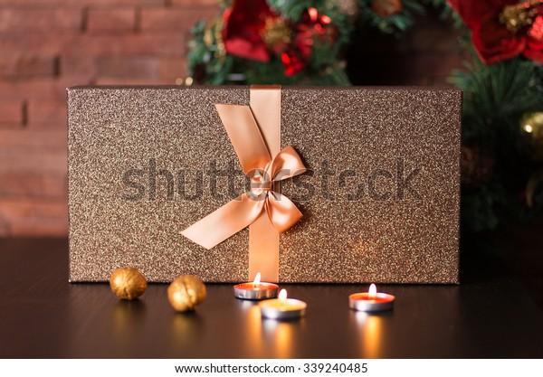 Nice Gift Box Candles Decor Holidays Stock Image 339240485