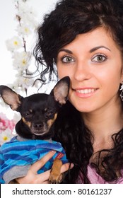 nice girl posing with a dog