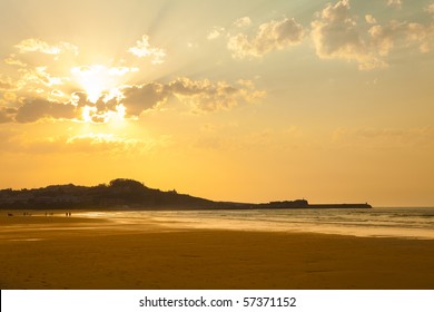 Nice Golden Sunset At The Beach