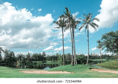 The nice golf course with the bunkers