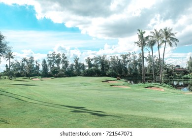 The nice golf course with the bunkers