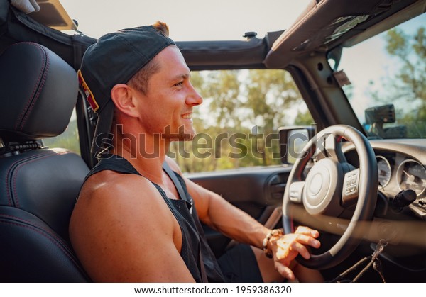 Nice Guy drive car in
summer