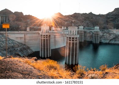 Nice Hoover Dam Colorful Sunset 