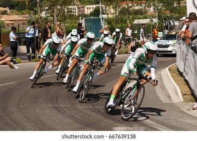 NICE - JULY 2 : The TOUR 2013  (Tour De France) . SOJASUN Team During Nice/Nice Stage 4 (25 Km).