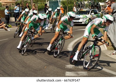 NICE - JULY 2 : The TOUR 2013  (Tour De France) . SOJASUN Team During Nice/Nice Stage 4 (25 Km).