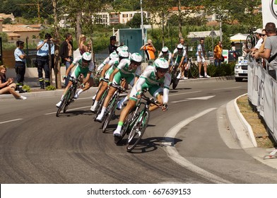 NICE - JULY 2 : The TOUR 2013  (Tour De France) . SOJASUN Team During Nice/Nice Stage 4 (25 Km).