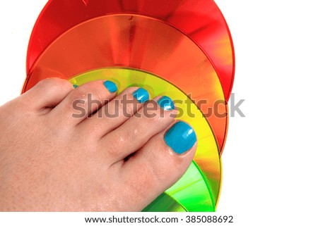 nice legs with pedicure isolated on the white background