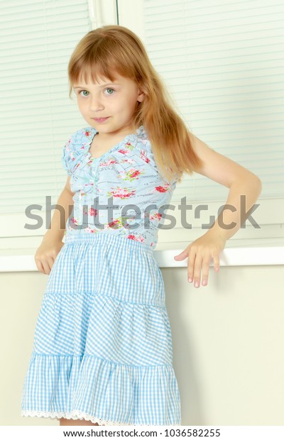 Nice Little Girl Sitting By Window Stock Photo 1036582255 | Shutterstock