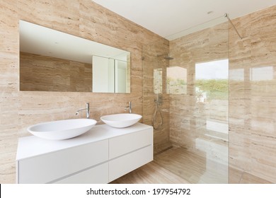 Nice Modern Bathroom, Marble Walls