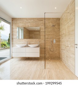 Nice Modern Bathroom, Marble Walls