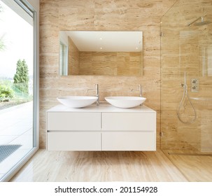 Nice Modern Bathroom, Marble Walls