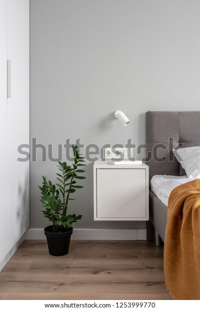 Nice Modern Bedroom Light Walls Parquet Royalty Free Stock