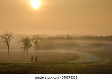 Nice Morning For A Bike Ride. Sunrise At Saratoga National Battlefield. 