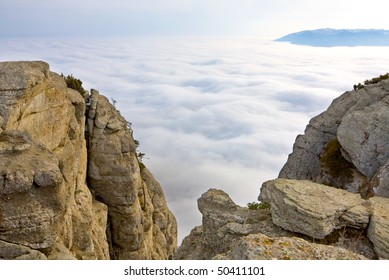 Nice mountain landscape over clouds