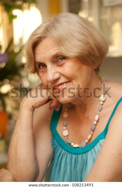 Nice Old Woman Short Hair Home Stock Photo Edit Now 108213491