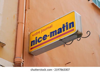 Nice , Paca  France - 08 27 2022 : Nice Matin Newspaper Morning Sign Text And Brand Logo French Shop Daily Newspapers Of General News In Wall Press Store