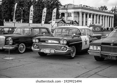 Nice Police Chevrolet 1955 Old Car At Old Car Land Festival Kiev Ukraine October 2018