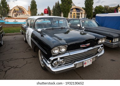 Nice Police Chevrolet 1955 Old Car At Old Car Land Festival Kiev Ukraine October 2018