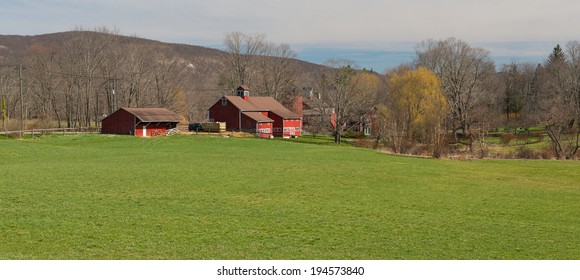 A Nice Red Farm In The Connecticut's Litchfield Hills, USA