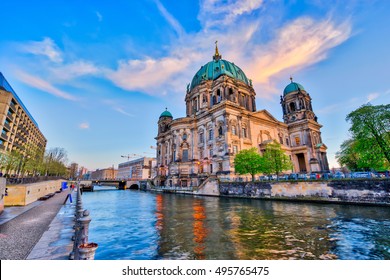 Nice sky with Berlin Cathedral in Berlin Germany.