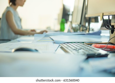 Nice Soft Focus Image Of A Messy Desk.