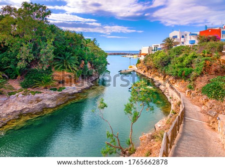 A nice spring view of the old harbor of traditional village Sisi, Crete, Greece