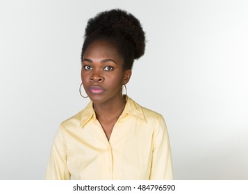 Nice Studio Shot Of A 20 Year Old African American Girl In A Business Casual Outfit