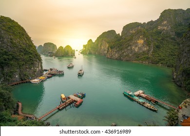 Nice Sun Set Halong Bay, Vietnam