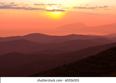Nice sunset in crimean mountains