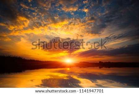 Similar – Image, Stock Photo Sunset over sea