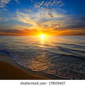 Nice sunset scene over sea