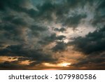 Nice sunset sky, Dramatic sky with clouds