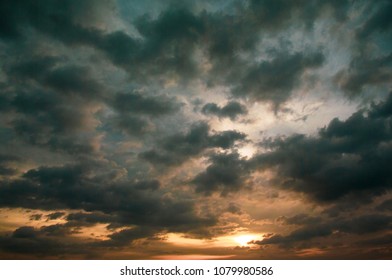 Nice sunset sky, Dramatic sky with clouds