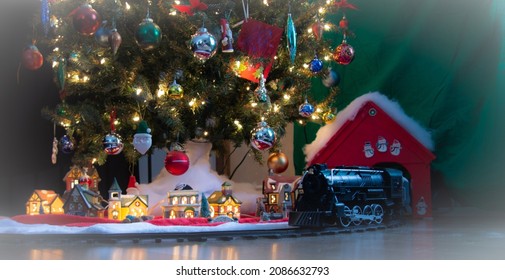 Nice Toy Train Under The Christmas Tree