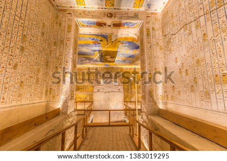 Nice view inside Ramesses IV tomb near Luxor