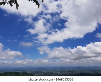 nice view of the landscape and white clouds on the beatiful blue skyl