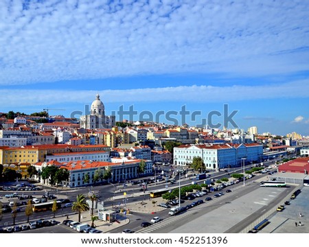 A nice view over the city from the Tagus river, Lisbon, Portugal