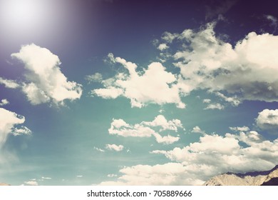 nice white cloud on blue sky and mountain background.