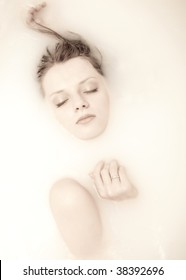 The Nice Young Woman In A Milk Bath