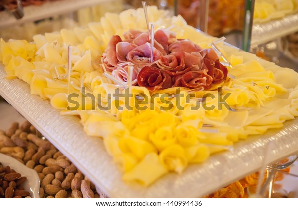 Nicely Decorated Meat Fruit Wedding Reception Stock Photo Edit