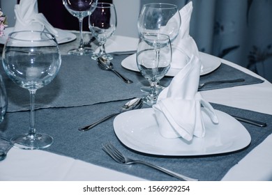 Nicely Set Table At A Restaurant