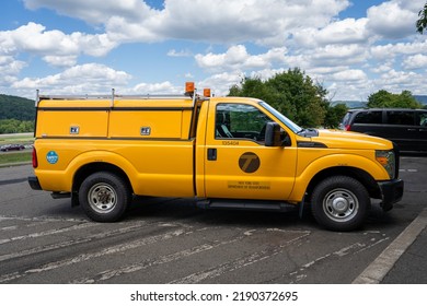 Nichols, NY - Aug. 1, 2022: New York State Department Of Transportation Truck Parked At A Rest Stop.